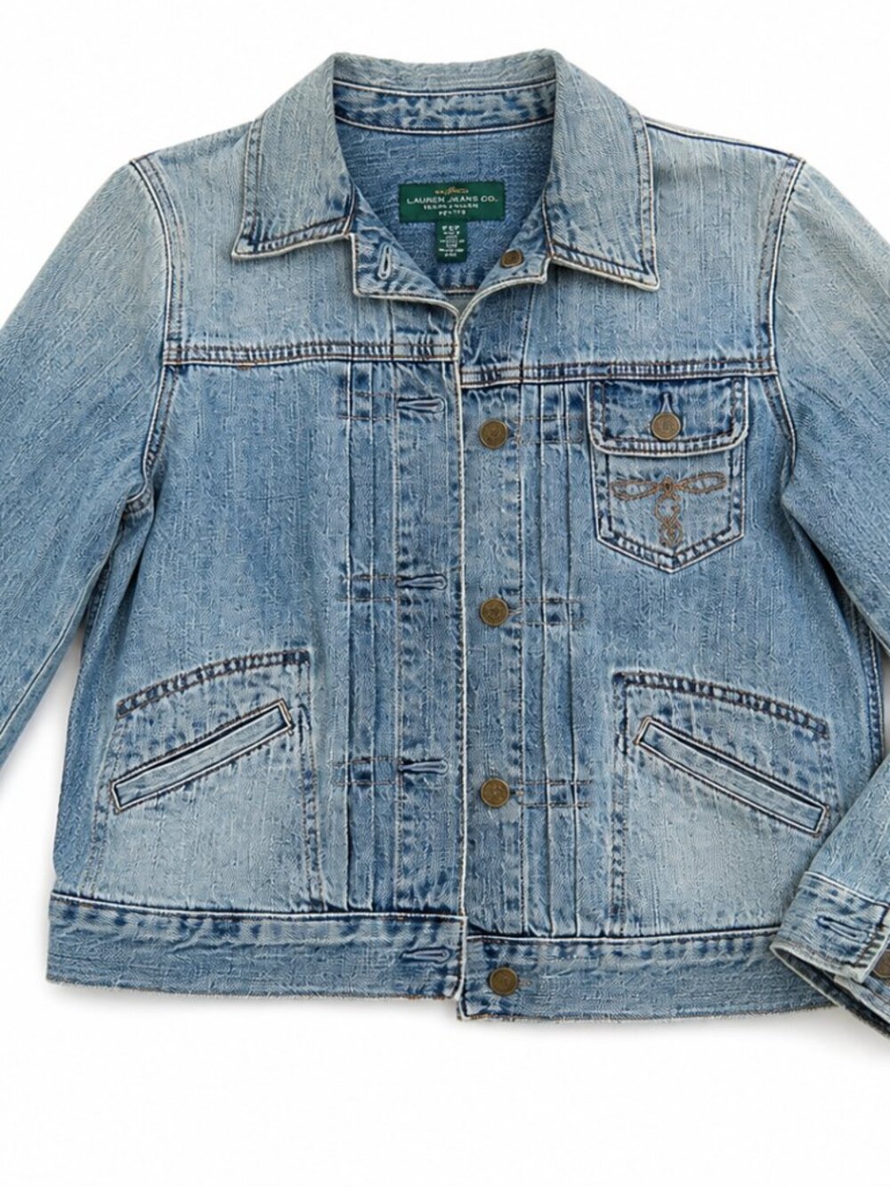 Lauren Ralph Lauren Petite Denim Jacket PS/P Light Wash Classic Jean Jacket